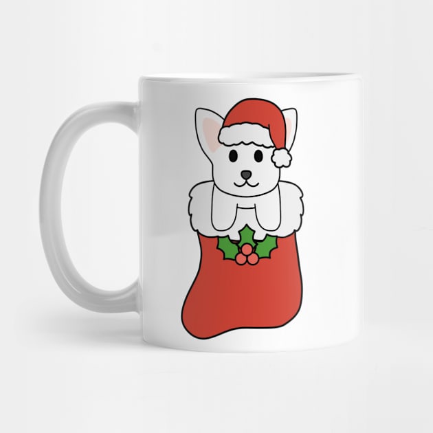 Christmas White Chihuahua Stocking by BiscuitSnack